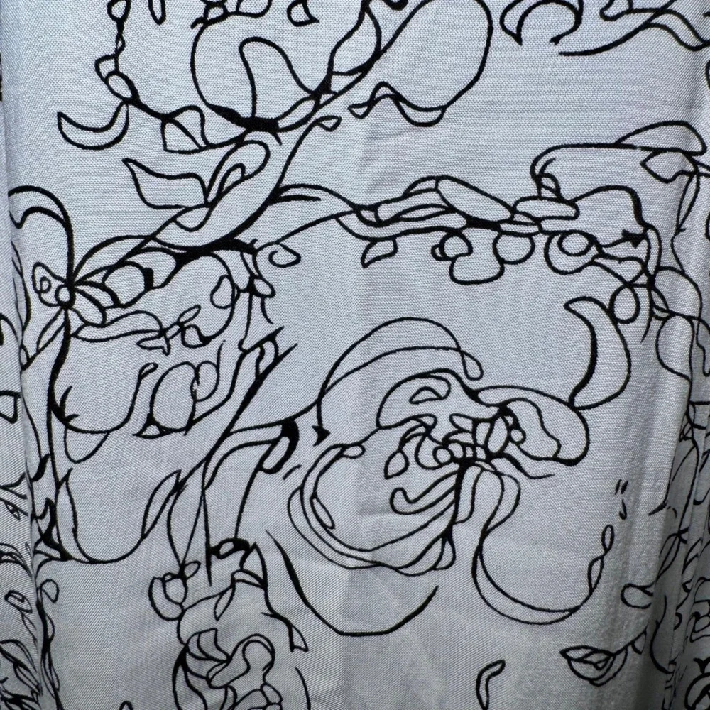 Soft Surroundings‎ White Black Floral Line Art Maxi Skirt Viscose PM 35769